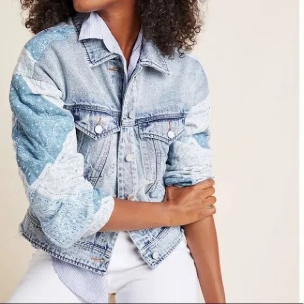 BLANK NYC Bandana print denim jacket